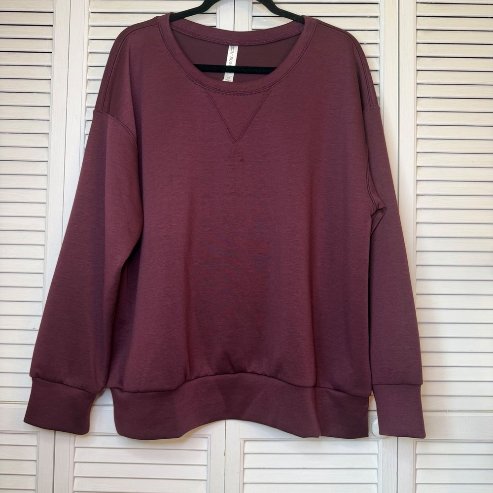Dear Scarlett Malibu Eggplant Purple Wrinkle Free Sweatshirt 2X NWT